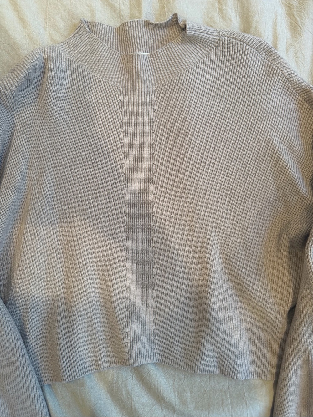 Mod Ref Cropped Light Gray Ribbed Mock Neck Sweater - Picture 2 of 5